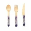 Outlet 💯 Kikkerland Wood Cutlery Set | Tribal Blue, Natural 🎉