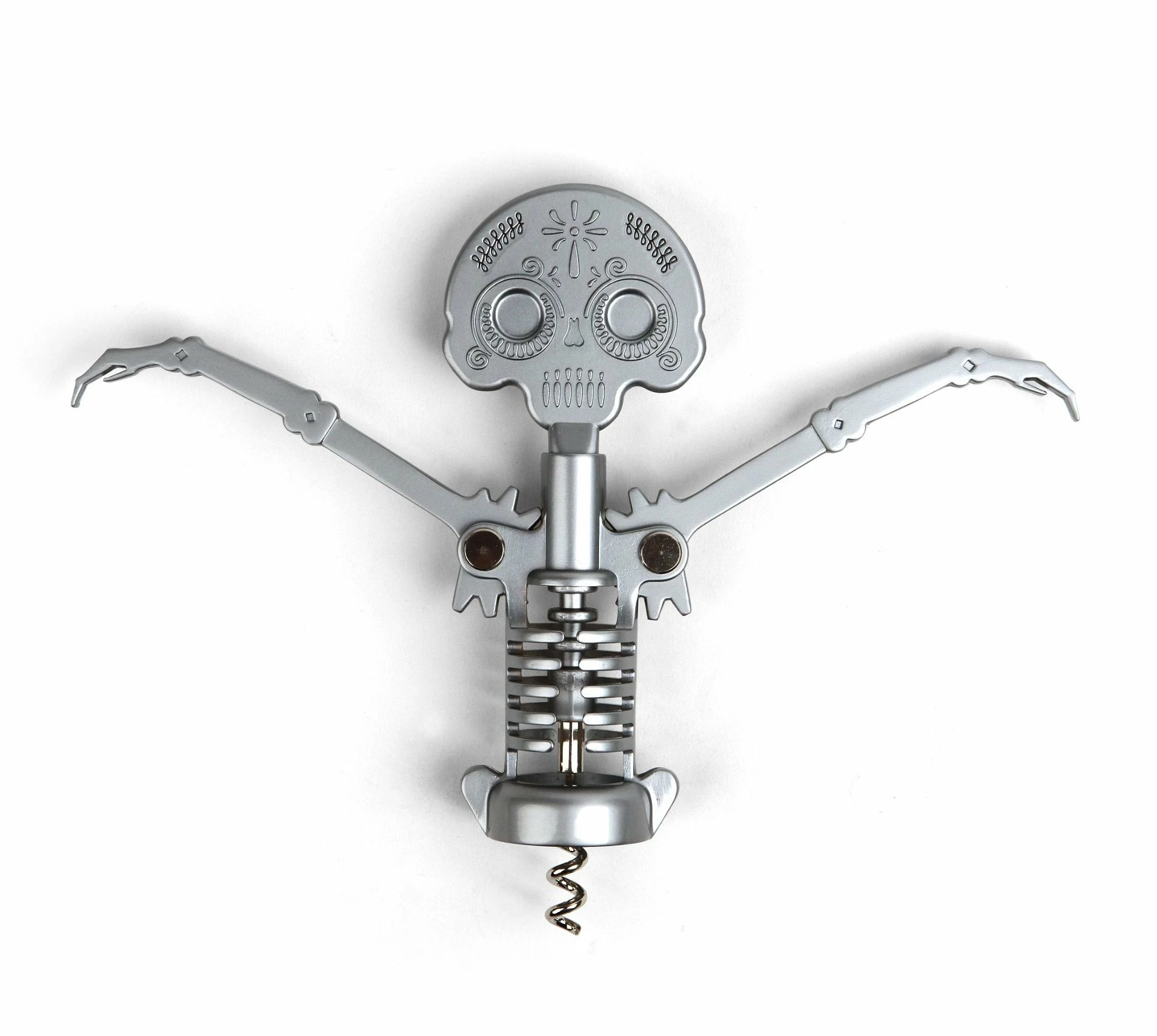 Brand new ❤️ Kikkerland Corkscrew | Day Of The Dead Skull Silver 🧨 3 Brand new ❤️ Kikkerland Corkscrew | Day Of The Dead Skull Silver 🧨
