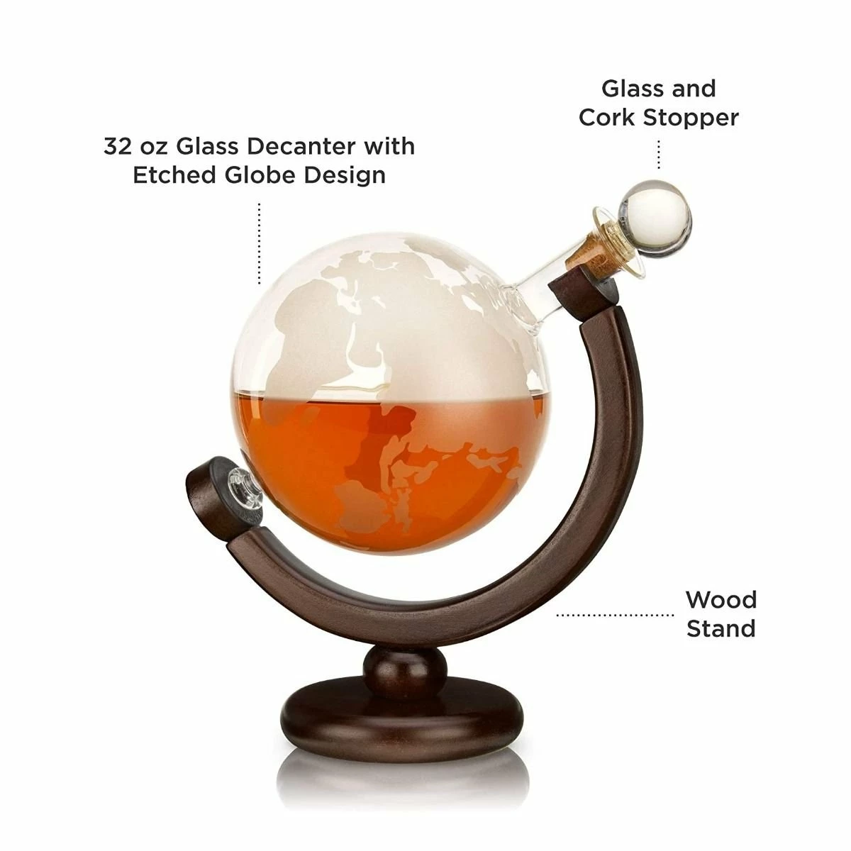 Best Sale 😍 Viski® Globe Liquor Decanter Clear, Wood 👍 5 Best Sale 😍 Viski® Globe Liquor Decanter Clear, Wood 👍 - Image 3