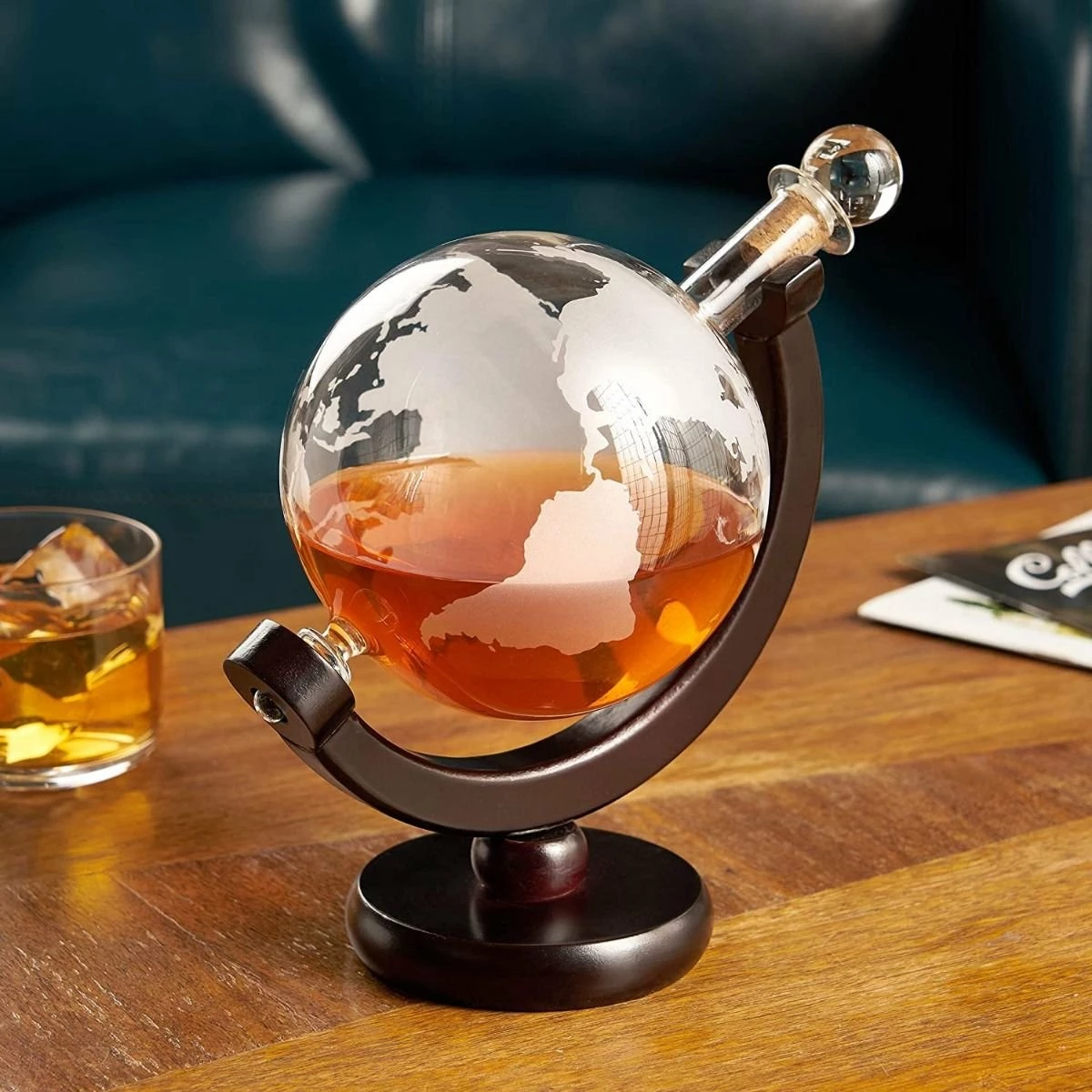Best Sale 😍 Viski® Globe Liquor Decanter Clear, Wood 👍 4 Best Sale 😍 Viski® Globe Liquor Decanter Clear, Wood 👍 - Image 2