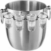Promo 😀 OGGI Stainless Steel Ice Bucket & Shot Glass Set | 9-Piece Stainless Steel 🛒 -Oneida Sales Store ice bucket with glasses